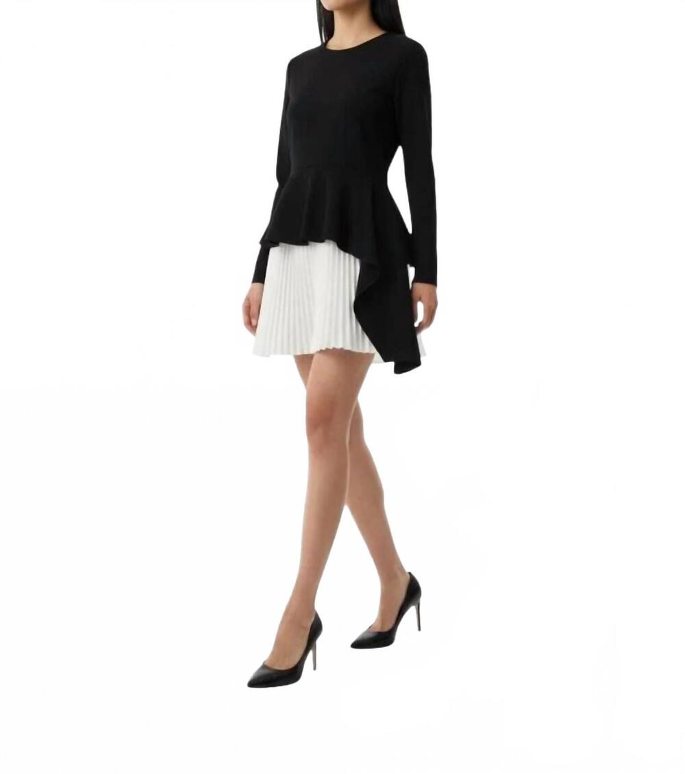 NEW JONATHAN SIMKHAI layered peplum knife pleat mini dress in black